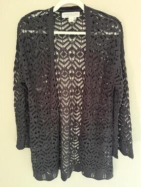 Saltwater Luxe S/M Black Knit Lace Cardigan